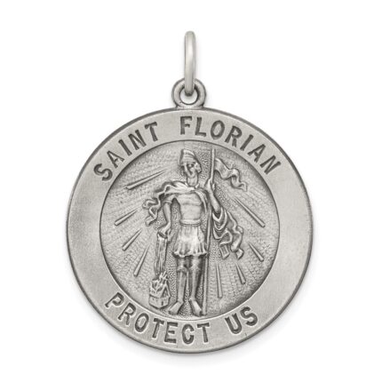 Sterling Silver Antiqued Saint Florian Medal