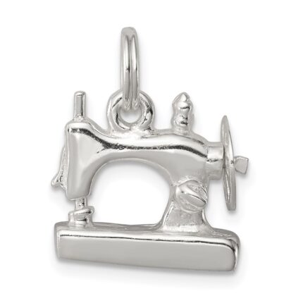 Sterling Silver Rhodium-plated Sewing Machine Charm