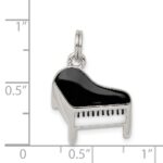 Sterling Silver Rhodium-plated Enameled Piano Charm - Image 3