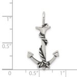 Sterling Silver 3D Antiqued Anchor and Rope Pendant - Image 3