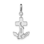 Sterling Silver Rhodium-plated Preciosa Crystals and Blue Enamel Anchor Charm - Image 3