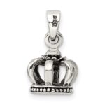 Sterling Silver Antiqued Crown Pendant - Image 4