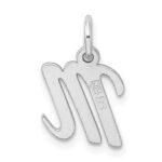 Sterling Silver Rhodium-plated Script Letter M Initial Charm - Image 3