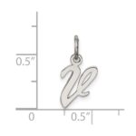 Sterling Silver Rhodium-plated Script Letter V Initial Charm - Image 3