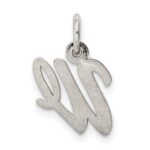 Sterling Silver Rhodium-plated Script Letter W Initial Charm - Image 4
