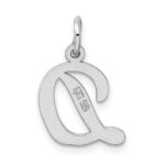 Sterling Silver Rhodium-plated Script Letter D Initial Charm - Image 3