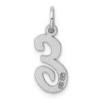 Sterling Silver Rhodium-plated Script Letter E Initial Charm - Image 3
