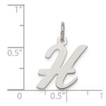 Sterling Silver Rhodium-plated Script Letter H Initial Charm - Image 4