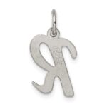 Sterling Silver Rhodium-plated Script Letter R Initial Charm - Image 4