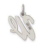 Sterling Silver Rhodium-plated Script Letter W Initial Charm - Image 4
