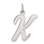 Sterling Silver Rhodium-plated Script Letter K Initial Charm
