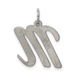 Sterling Silver Rhodium-plated Script Letter M Initial Charm - Image 4