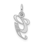 Sterling Silver Rhodium-plated Fancy Script Letter G Initial Charm - Image 3