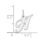 Sterling Silver Rhodium-plated Fancy Script Letter H Initial Charm - Image 3