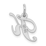 Sterling Silver Rhodium-plated Fancy Script Letter K Initial Charm - Image 3