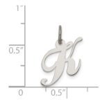 Sterling Silver Rhodium-plated Fancy Script Letter K Initial Charm - Image 4