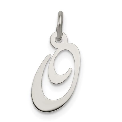 Sterling Silver Rhodium-plated Fancy Script Letter O Initial Charm