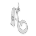 Sterling Silver Rhodium-plated Fancy Script Letter A Initial Charm - Image 3