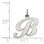 Sterling Silver Rhodium-plated Fancy Script Letter B Initial Charm - Image 3