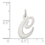 Sterling Silver Rhodium-plated Fancy Script Letter C Initial Charm - Image 4