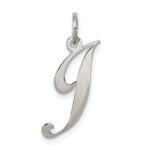 Sterling Silver Rhodium-plated Fancy Script Letter J Initial Charm