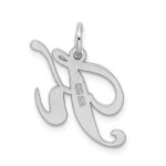 Sterling Silver Rhodium-plated Fancy Script Letter K Initial Charm - Image 3