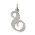 Sterling Silver Rhodium-plated Fancy Script Letter S Initial Charm - Image 4