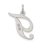 Sterling Silver Rhodium-plated Fancy Script Letter T Initial Charm - Image 4