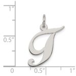 Sterling Silver Rhodium-plated Fancy Script Letter T Initial Charm - Image 3