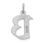 Sterling Silver Rhodium-plated Artisan Block Letter B Initial Charm - Image 3