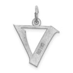 Sterling Silver Rhodium-plated Artisan Block Letter V Initial Charm - Image 3