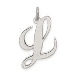 Sterling Silver Rhodium-plated Fancy Script Letter L Initial Charm