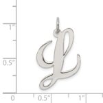 Sterling Silver Rhodium-plated Fancy Script Letter L Initial Charm - Image 4