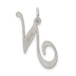 Sterling Silver Rhodium-plated Fancy Script Letter N Initial Charm - Image 3
