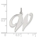 Sterling Silver Rhodium-plated Fancy Script Letter W Initial Charm - Image 4