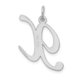 Sterling Silver Rhodium-plated Fancy Script Letter X Initial Charm - Image 3