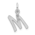 Sterling Silver Rhodium-plated Letter M Initial Charm - Image 3