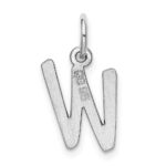 Sterling Silver Rhodium-plated Letter W Initial Charm - Image 4