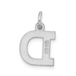 Sterling Silver Rhodium-plated Block Letter D Initial Charm - Image 3