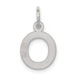Sterling Silver Rhodium-plated Block Letter O Initial Charm - Image 4