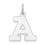 Sterling Silver Rhodium-plated Block Letter A Initial Charm