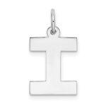 Sterling Silver Rhodium-plated Block Letter I Initial Charm