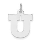 Sterling Silver Rhodium-plated Block Letter U Initial Charm