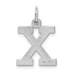 Sterling Silver Rhodium-plated Block Letter X Initial Charm - Image 3