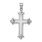Sterling Silver Rhodium-plated Fleur-de-lis Cross Pendant - Image 4