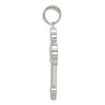 Sterling Silver Rhodium-plated CZ Budded Cross Pendant - Image 2