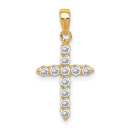 Sterling Silver Gold-tone CZ Cross Pendant