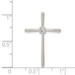 Sterling Silver Rhodium-plated CZ Cross Slide Pendant - Image 3