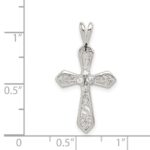 Sterling Silver Rhodium-plated CZ Passion Cross Pendant - Image 3