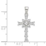 Sterling Silver Rhodium Plated CZ Latin Cross Pendant - Image 3